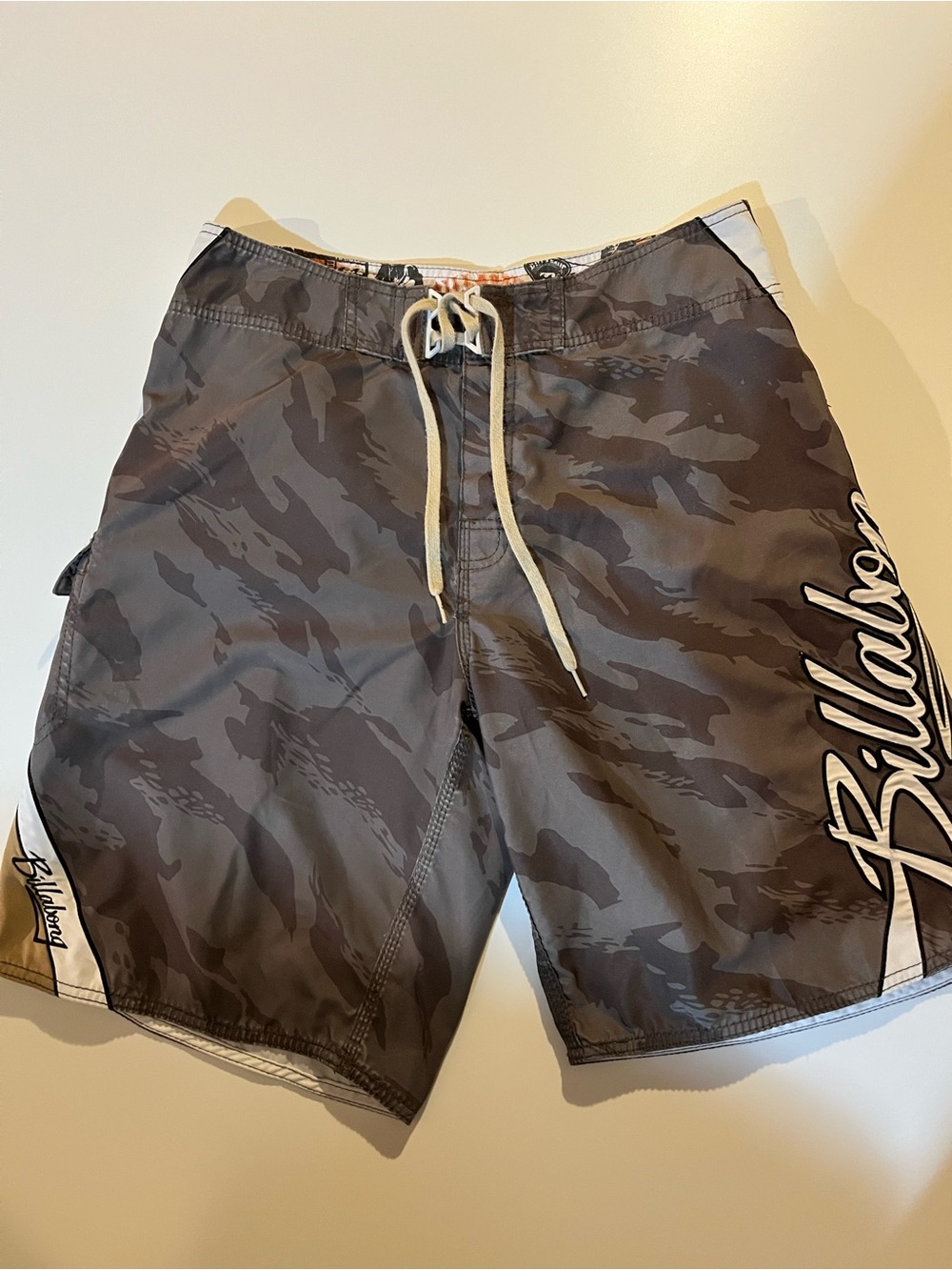 O'Neill Men's Gray Camo Board Shorts with White Drawstring
